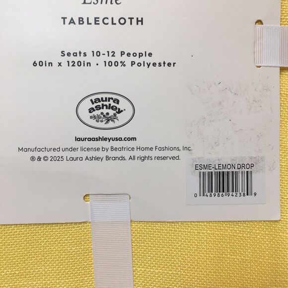 Laura Ashley Esme Tablecloth Lemon Drop Yellow 60”x120”  NWT For 10-12 People